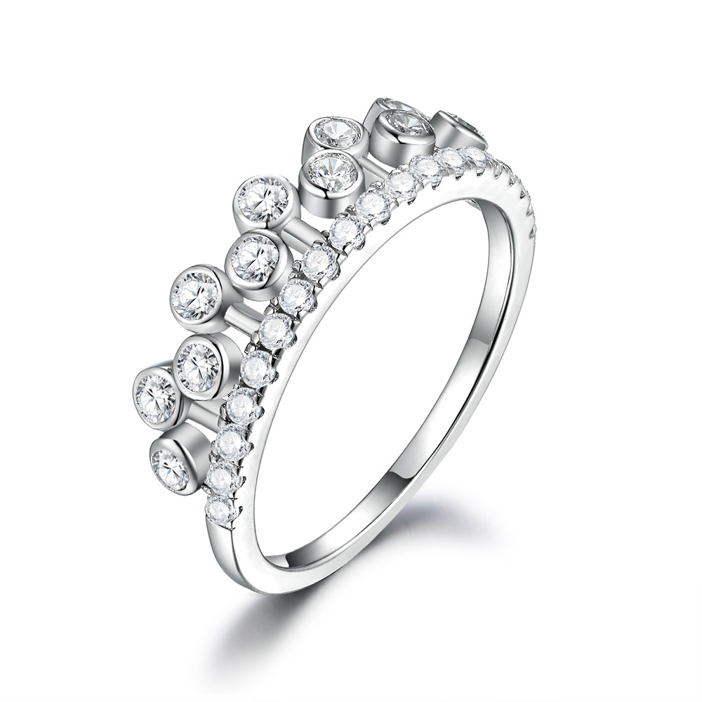Women's S925 Moissanite Beaded Trim Eternity Ring, Statement Accessory